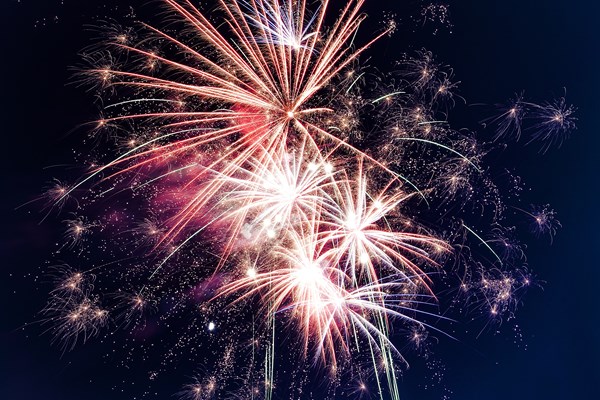 Firework display with cremation ashes