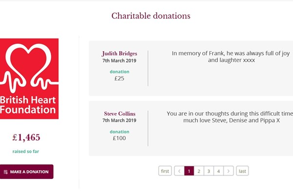 Funeral Notices charity donations Dignity Funerals