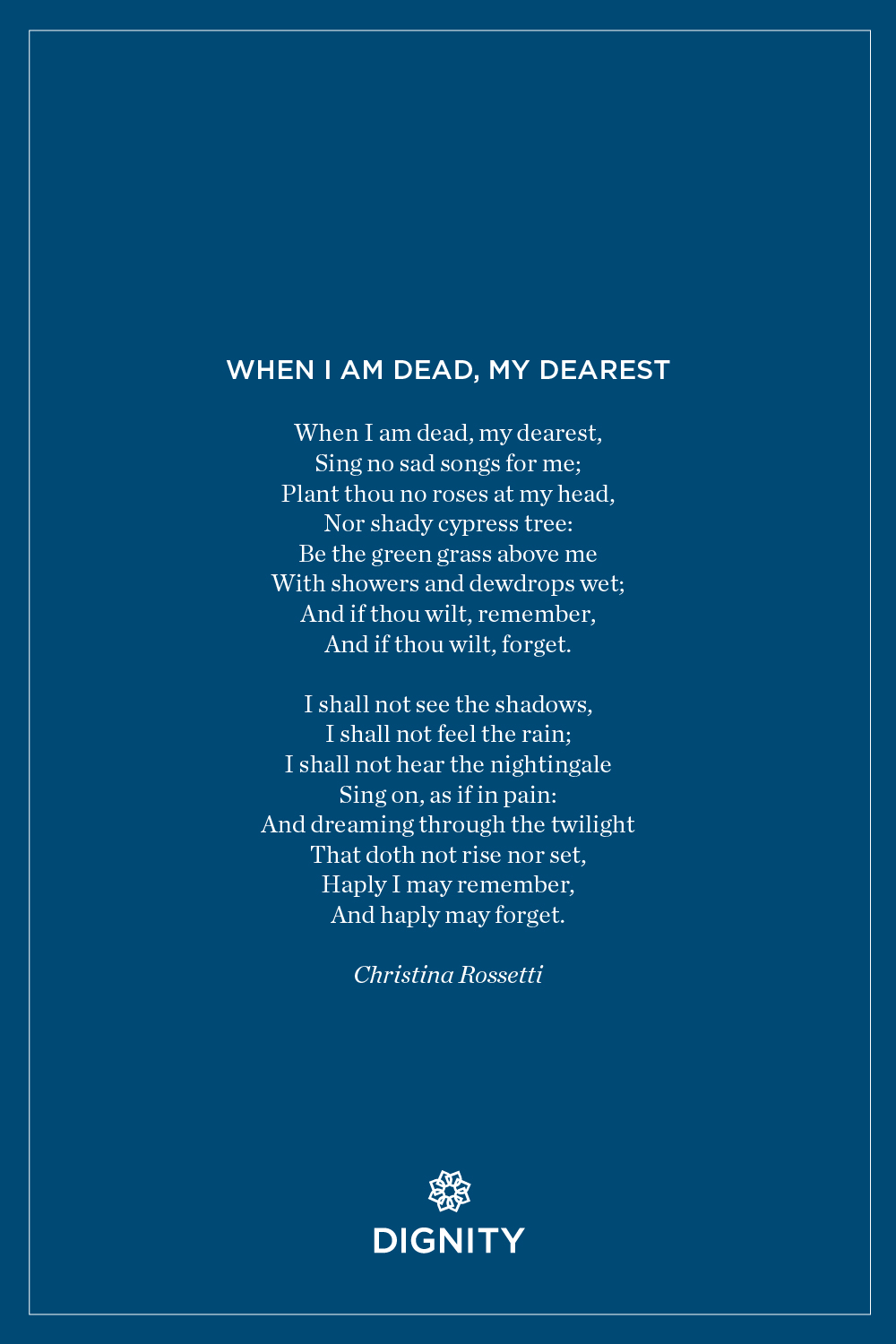 Non religious funeral readings When I am dead