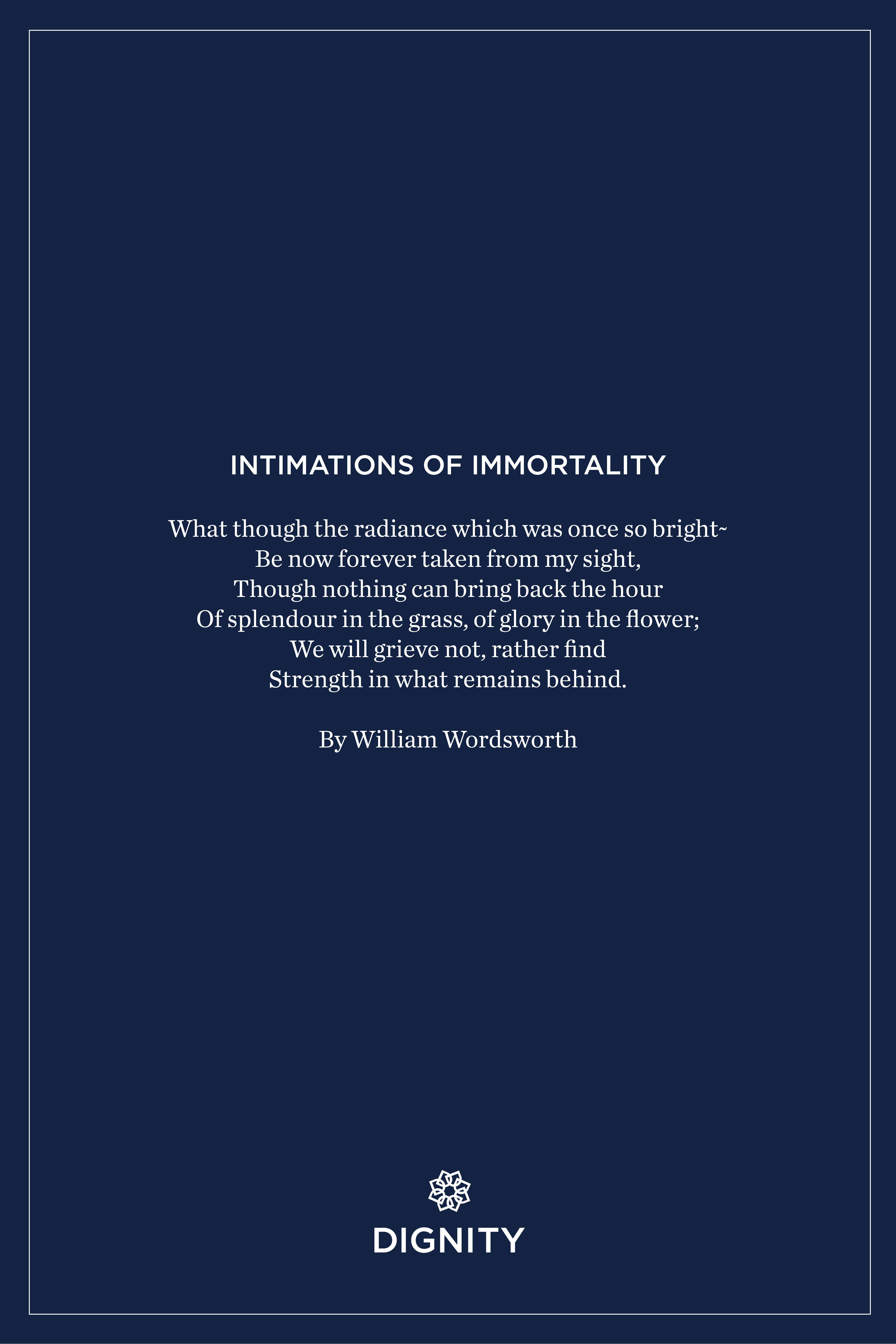 Non religious funeral Intimation of immortality