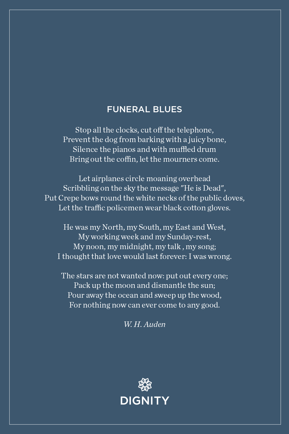 Non religious funeral Funeral blues