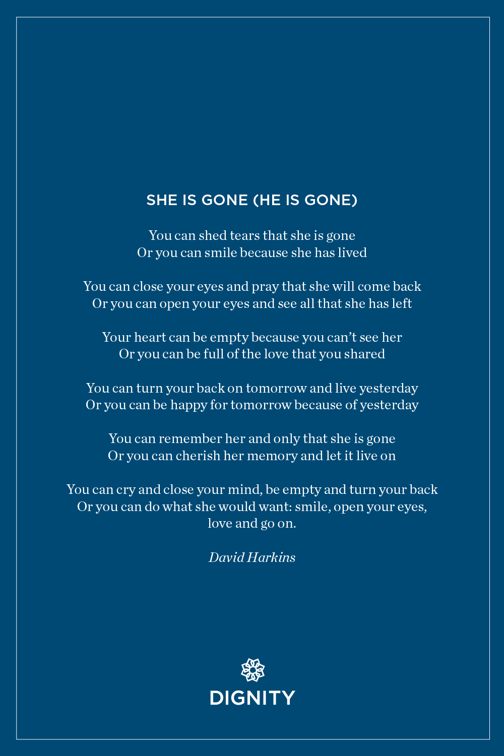 Non religious funeral She is gone